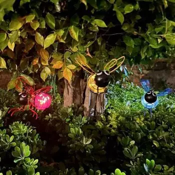 Лампа-имитатор насекомых, подвесная лампа на солнечных батареях для украшения сада, светодиодная наружная лампа от насекомых с пружинами, солнечные гирлянды для балкона на заднем дворе фиолетовый
