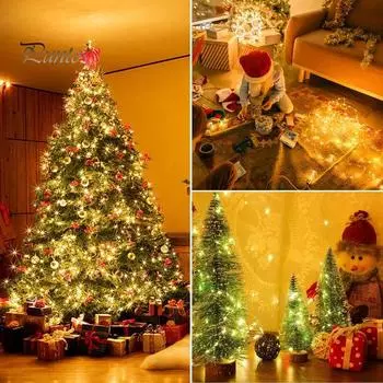 Лампа из медной проволоки с 8 режимами освещения, мягкое свечение, дистанционное управление, водонепроницаемые светодиодные гирлянды для улицы, свадебное украшение 10M разноцветный