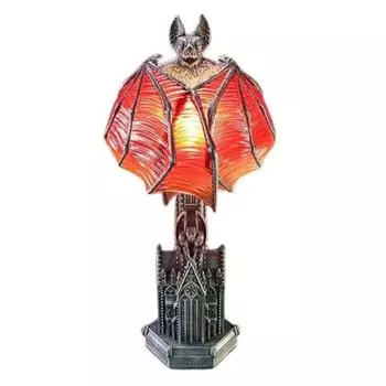 Лампа Крылья Летучей Мыши Готические Крылья Ночи Хэллоуинская Лампа Винтажная Настольная Лампа Летучая Мышь с Красным Свечением Основание Собор Ночник для Жуткой Комнаты Ужасов Ведьминский A