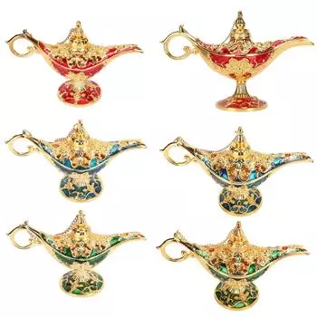 Лампа Magic Genie, изысканная цветная привлекательная лампа из сплава с тиснением, лампа Genie для спальни Offi Gold+Red 4.7in