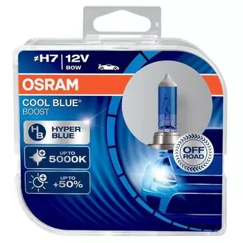 Лампа OSRAM H7 12 В 80 Вт PX26d Cool Blue Boost 5000K Hyper Blue 62210CBB-HCB Duo Box (2 единицы)