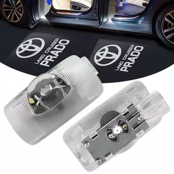 Лампа освещения салона автомобиля, приветственный свет в двери, совместимая с Land Cruiser Prado 150, поздние версии. Аксессуары для светодиодной проекции логотипа, высокая яркость, с Prado.