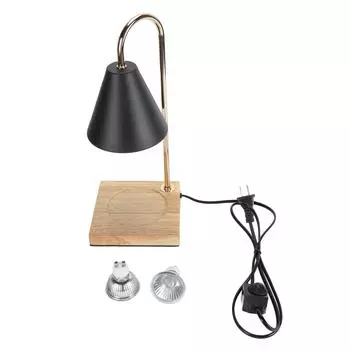 Лампа-подогреватель свечей с регулируемой яркостью, декоративная электрическая лампа-подогреватель свечей с основанием из дуба для спальни и гостиной чёрный