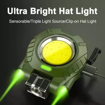 Лампа с зажимом для шляпы IPX6 Водонепроницаемая высокая яркость Легкий светодиодный фонарь с зажимом для шляпы Осветительное устройство громкой связи чёрный