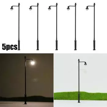 Лампа Света Пост Улица 1:87 3,54 дюйма, 5 шт. светодиоды теплого белого цвета, 90 мм переменного/постоянного тока