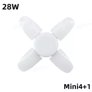 Лампа светодиодная HOMZY E27 с лопастями вентилятора и таймером 220В110В 28Вт 200Вт Складная светодиодная промышленная лампа для дома, потолочного освещения, гаражного освещения AC85-265V&Cold white&E27
