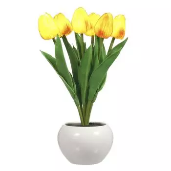 Лампа-тюльпан, комнатная декоративная настольная лампа, лампа в цветочном горшке, ночник, подарок, растение в горшке 6 flowers оранжевый