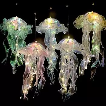 Лампа в виде медузы, переносная цветочная лампа, медуза, колокольчики, ночник для спальни, подвесной фонарь, украшение для дома, подарок на день рождения для девочки Pink