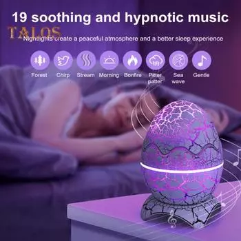 Лампа звездного неба в форме яйца динозавра 4-в-1 с музыкальным плеером с белым шумом, пультом дистанционного управления, функцией таймера, светодиодным ночником-проектором One Size A