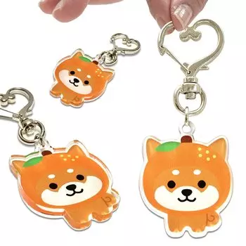 LamPlanning Traveling Mameshiba Acrylic Keychain Shiba Cute Character Made in Japan Set of Charm, Inu, Mameshiba, Mascot, Soothing, (Tangerine