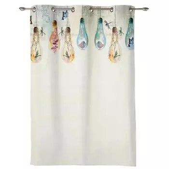 Лампочка бабочка цветок птицы оконная занавеска гостиная роскошная занавеска с балдахином для спальни домашний декор кухни занавеска 135W x 60H(cm) x1