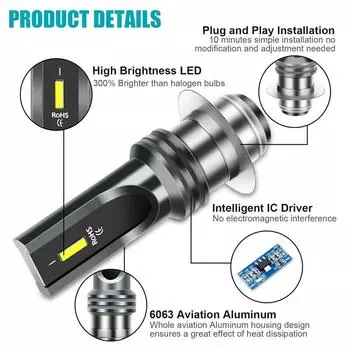 Лампочка фары H6, 2 шт., белая, запасные части, совместима с Yfz450, Yfz 450, Yfz450R, светодиодная лампа для мотоцикла 2004-2019, 2020