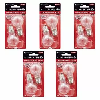 Лампочка Panasonic Mini Krypton E17 с цоколем 35 мм, диаметр 40, 2 шт., LDS100V36WCK2P (Набор 5)