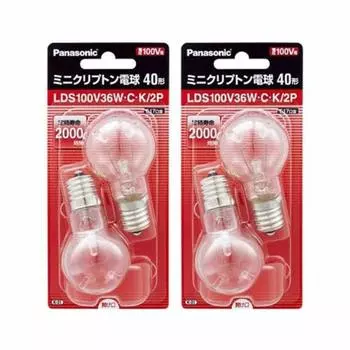 Лампочка Panasonic Mini Krypton E17 с цоколем 35 мм, диаметр 40, 2 шт., LDS100V36WCK2P (Набор 2)