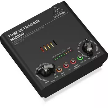 Ламповый микрофонный предусилитель Behringer, оснащенный ламповым лимитером 12AX7/48 В фантомным/фазовым переключателем/20 дБ PAD-переключателем MIC300