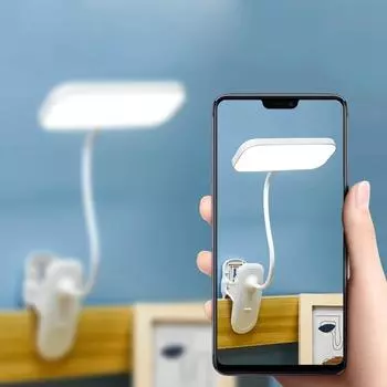 Лампы для чтения с зажимом, светодиодная настольная лампа USB с 3 цветовыми режимами, зажим для книг с защитой глаз, гибкая гусиная шея на 360 ° белый