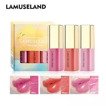 LAMUSELAND 3 шт./компл. серия Gold Coast, бархатный увлажняющий блеск для губ, увлажняющая жидкая помада для губ, макияж