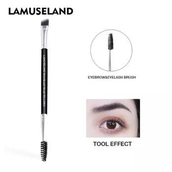LAMUSELAND Makeup Кисть для бровей с двойной головкой и фаской #LA902