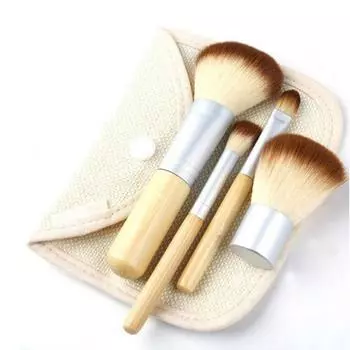 LAMUSELAND Натуральная бамбуковая ручка с косметической пудрой и румянами Кисть для макияжа (4 шт./компл.) #1404