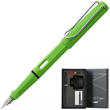 LAMY Fountain Pen LAMY Back to School Set Safari Special Gift Set bottle ink 50ML cartridge ink Green Fine Point F size L13GN (converter + + included)