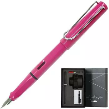 LAMY Fountain Pen LAMY Back to School Set Safari Special Gift Set bottle ink cartridge ink Pink Extra Fine Point EF Size L13PK (converter + +