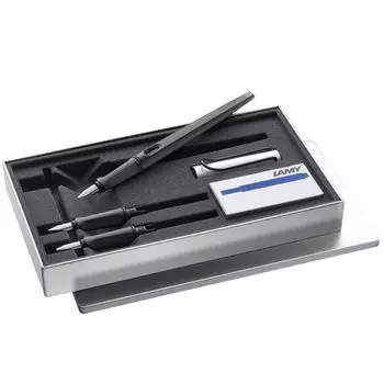 LAMY joy AL Black Calligraphy Fountain Pen Set Black Fountain pen with 3 different nibs Ribbon nib ergonomic grip calligraphy pen LAMY T 10 Blue Comes