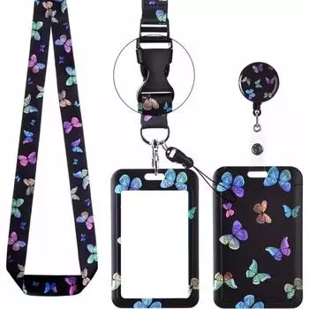 Ланьярды Канцелярские товары Бейдж Чехол с выдвижной катушкой Держатель для карт Защита ID Зажимы для бейджа butterflies