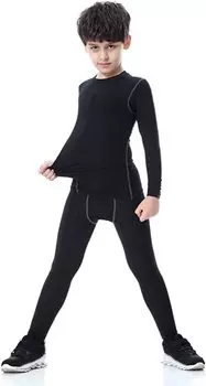 [LANBAOSI] Футбольная нижняя одежда, комплект из юниорского верха и низа, спортивное нижнее белье [Защита от ультрафиолета, впитывает пот, быстросохнущее] Детская компрессионная тренировочная одежда