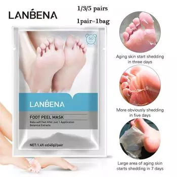 LANBENA Отшелушивающая маска для ног, удаляющая омертвевшую кожу, маска для ног, отшелушивающая кутикулу, пятка, 1/3/5 пар 1pair