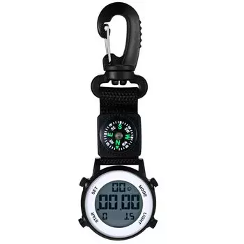 Lancardo Carabiner Watch Keychain Digital Multifunction LED Calendar Alarm Clock Light Compass Водонепроницаемые карманные часы с клипсой 3ATM Стильные