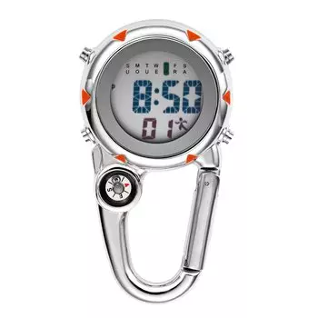 Lancardo Carabiner Watch Водонепроницаемые часы с карабином Цифровой календарь Будильник Компас Карманные часы Мужские и женские часы-брелок с карманом-клипсой