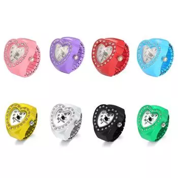 Lancardo Ring Heart Clock Ring Watch Free Size Ring Clock Ring Watch (Set of 8 colors)