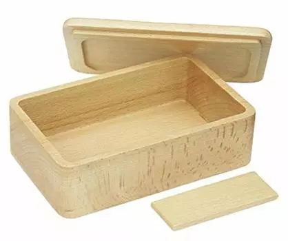 Ланч-бокс Alphax Wood Grain 16 xx см, бук, выдолбленный, длинный, квадратный, Bento 905110 10,3 5,7