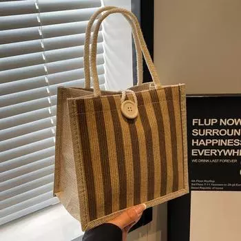 Ланч-бокс Bento Bag Женская модная вертикальная полосатая сумка-тоут для женщин, идущих на работу, чтобы нести рис, ручная сумка