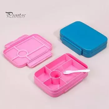 Ланч-бокс Bento Box для детей и взрослых, герметичный контейнер для закусок с отделениями, без содержания бисфенола А, с ложкой, портативный контейнер для приготовления еды для школьного офиса зелёный