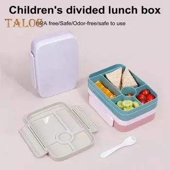 Ланч-бокс Bento Box для детей и взрослых, герметичный контейнер для закусок с отделениями, без содержания бисфенола А, с ложкой, портативный контейнер для приготовления еды для школьного офиса зелёный