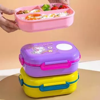Ланч-бокс Bento Box на 1100 мл с безопасным уплотнением, несколькими отделениями, легкий штабелируемый контейнер для приготовления еды для взрослых, детей, школьных путешествий фиолетовый