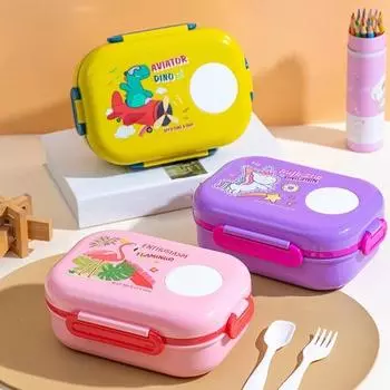 Ланч-бокс Bento Box на 1100 мл с безопасным уплотнением, несколькими отделениями, легкий штабелируемый контейнер для приготовления еды для взрослых фиолетовый