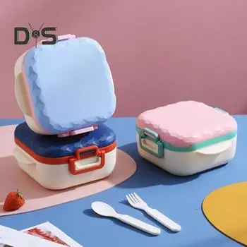 Ланч-бокс Bento Box с 3 отделениями, герметичный, 900 мл, контейнеры для еды, стаканчики для торта, для взрослых, детей, малышей темно-синий