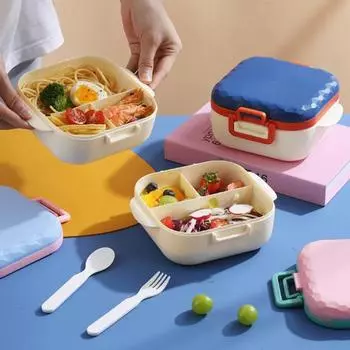 Ланч-бокс Bento Box с 3 отделениями, герметичный, 900 мл, контейнеры для еды, формочки для торта для взрослых и детей темно-синий