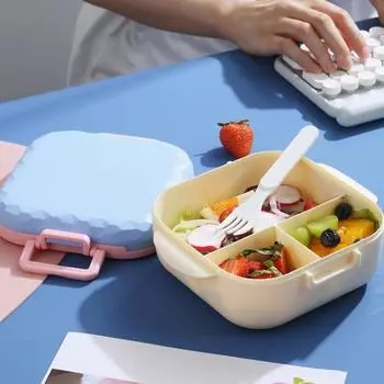 Ланч-бокс Bento Box с 3 отделениями, герметичный, 900 мл, контейнеры для еды, формочки для торта для взрослых темно-синий