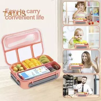 Ланч-бокс Bento для детей и взрослых, контейнеры для еды без бисфенола А с отделениями, герметичный контейнер для соуса, портативный контейнер для приготовления еды для школы, офиса, пикника зелёный