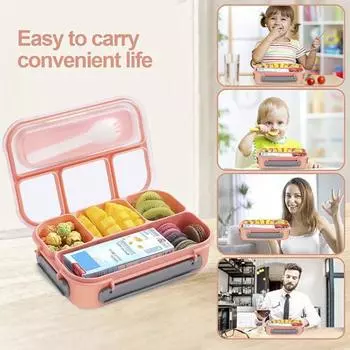 Ланч-бокс Bento для детей и взрослых, контейнеры для еды без BPA с отделениями, соусница зелёный