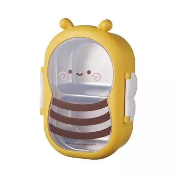 Ланч-бокс Bento из нержавеющей стали Little Bee, Изолированный ланч-бокс для детей, Малышей, Девочек, Металлические секции для порций, Герметичный контейнер для ланча 1PCS