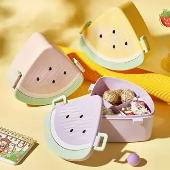 Ланч-бокс Bento с героями мультфильмов для детей, герметичный контейнер для фруктов для девочек, мальчиков, малышей с 3 отделениями, сейф для микроволновой печи