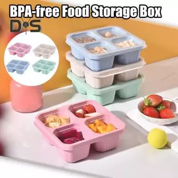 Ланч-бокс Bento с крышкой, 4 отделения, контейнер для еды, многофункциональный салат, фрукты, овощи, закуски, конфеты, ящик для хранения приготовительных блюд, кухонные принадлежности зелёный