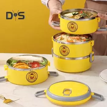 Ланч-бокс большой емкости Жаростойкий Штабелируемый Легко носить с собой Многофункциональный Герметичный с крышкой Складной компактный бенто-бокс Домашние принадлежности 201stainless steel