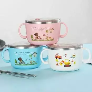 Ланч-бокс для детей, симпатичная миска для супа и лапши из нержавеющей стали, большая емкость, устойчивая к падениям и ожогам, контейнеры для школьной еды Bento белый