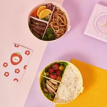Ланч-бокс для школьника, коробка для закусок, пончик, мультяшный, герметичный, контейнер для еды в микроволновке, детская посуда розовый