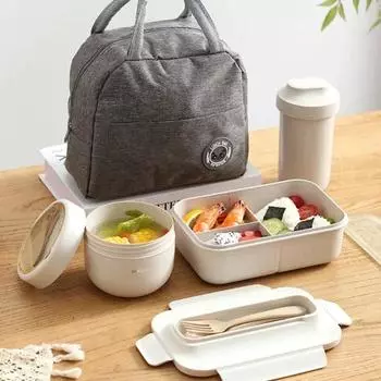 Ланч-бокс для взрослого студента с переносной сумкой и столовыми приборами, суповая чашка, герметичные изолированные контейнеры для еды, пикник на природе, коробка для бенто